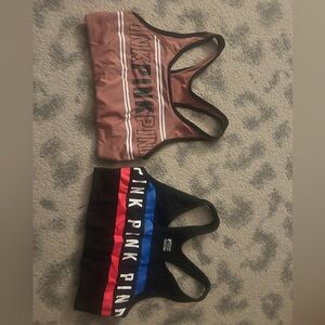PINK Victoria's Secret Bralettes- Black with Red and Blue, Mauve with White